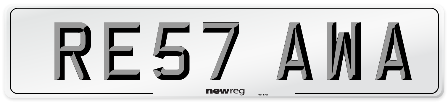 RE57 AWA Number Plate from New Reg